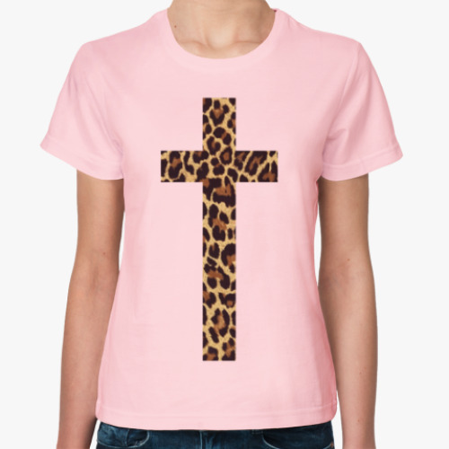 Женская футболка крест с текстурой 'тигр'