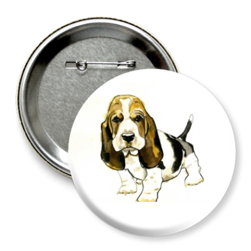 Значок 75мм  Бассет-хаунд