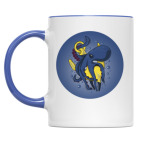 Двухцветная кружка Морское чудовище осьминог обвивший якорь под водой