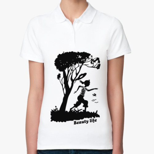 Женская рубашка поло (печать) с принтом Красивая жизнь