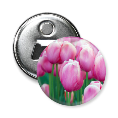 Магнит-открывашка с принтом Тюльпаны