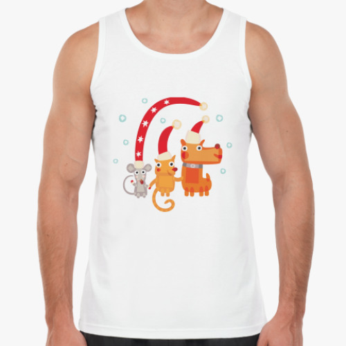 Майка с принтом Крыса, кот и собака