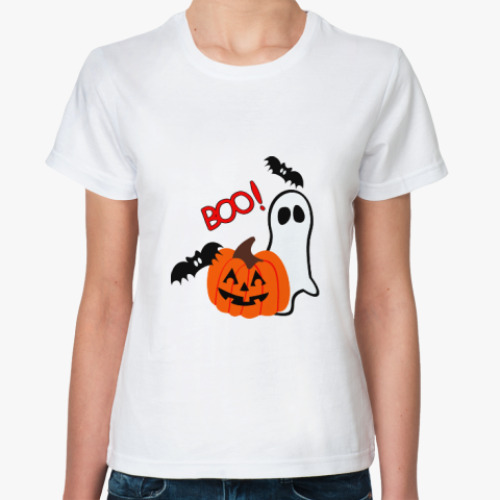 Классическая футболка Halloween BOO!