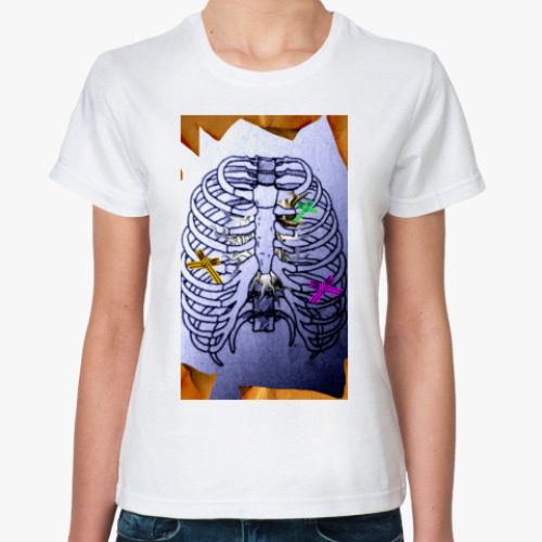 Классическая футболка с принтом Анатомия