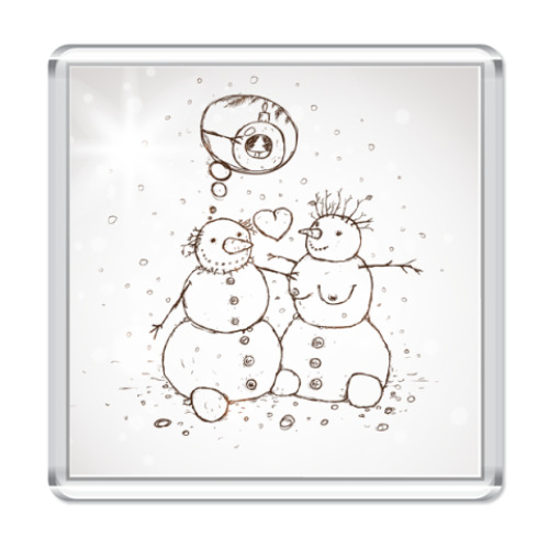 Магнит с принтом  Снеговик