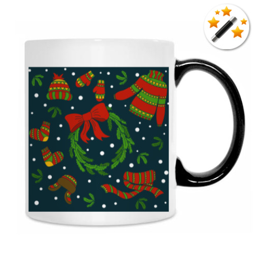 Кружка-хамелеон с принтом Уютный Новый год