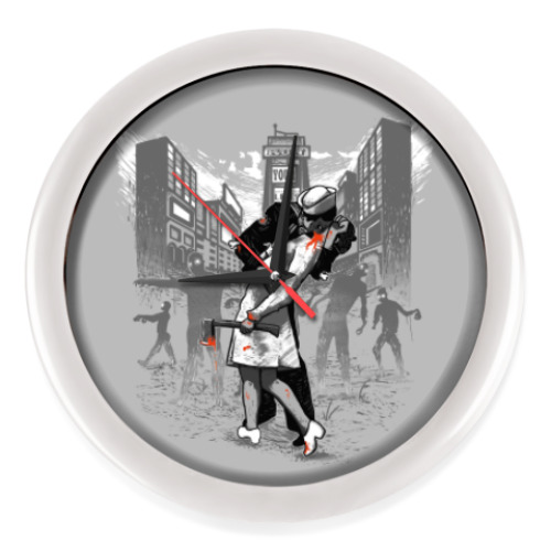 Настенные часы с принтом Zombie love