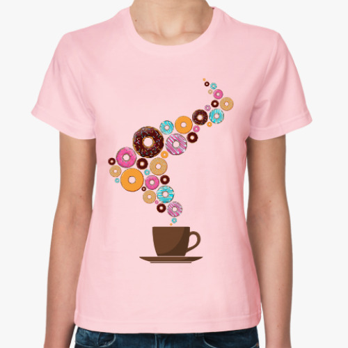 Женская футболка Кофе с пончиками