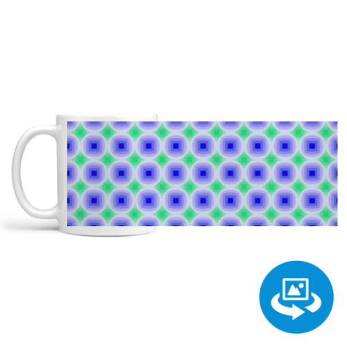 Кружка (круговая запечатка) с принтом Синий и зеленый. Круг и квадрат.
