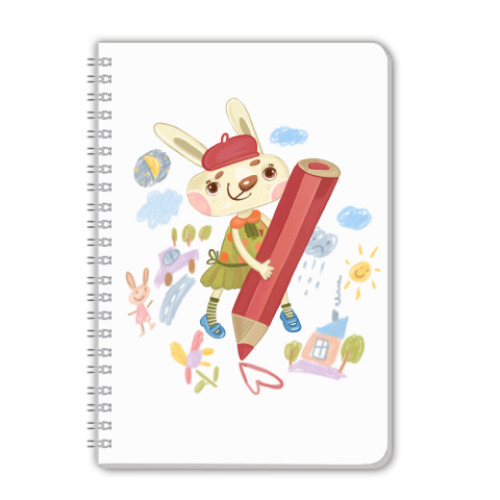 Тетрадь с принтом Зайка