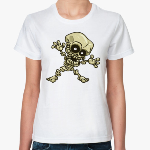 Классическая футболка с принтом Прикольный Скелетик