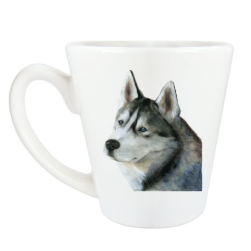 Чашка Латте с принтом Хаски