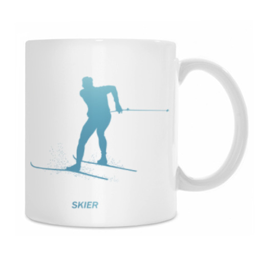 Кружка Лыжник силуэт с градиентом