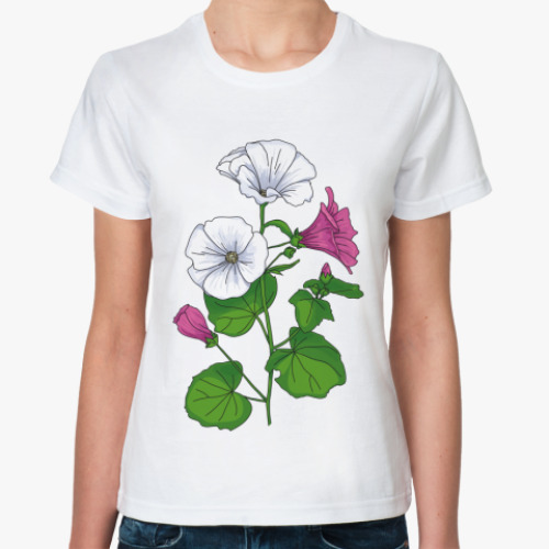 Классическая футболка с принтом Цветы