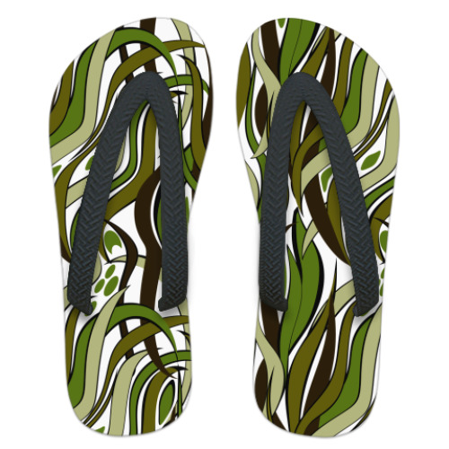 Шлепанцы (сланцы) с принтом ВОДОРОСЛИ КАМУФЛЯЖ