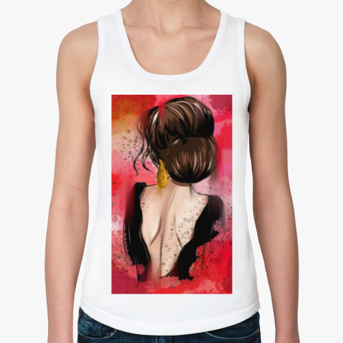 Женская майка с принтом Девушка в черном..