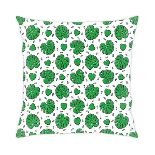 Подушка с принтом Monstera Leaves