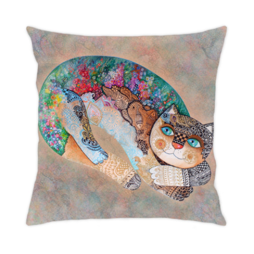 Подушка цветочный кот