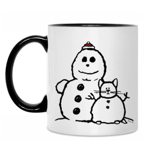 Кружка с принтом Снеговики