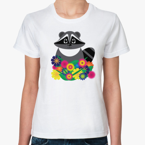 Классическая футболка Цветочный енот
