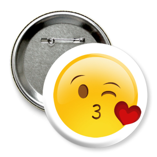 Значок 75мм Emoji Смайл: Воздушный Поцелуй