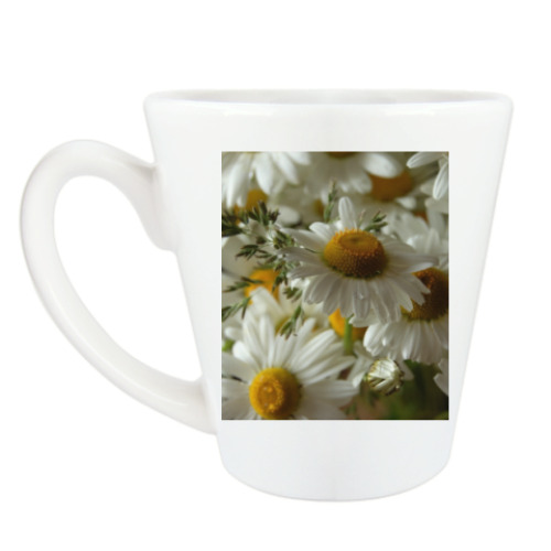 Чашка Латте с принтом Ромашки, лето