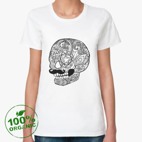 Женская футболка из органик-хлопка Череп с усами