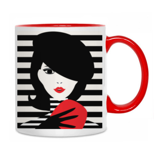 Кружка с принтом Француженка, фэшн иллюстрация