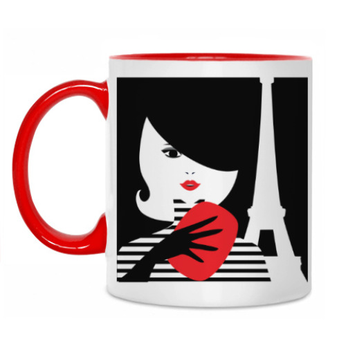 Кружка с принтом Француженка, фэшн иллюстрация