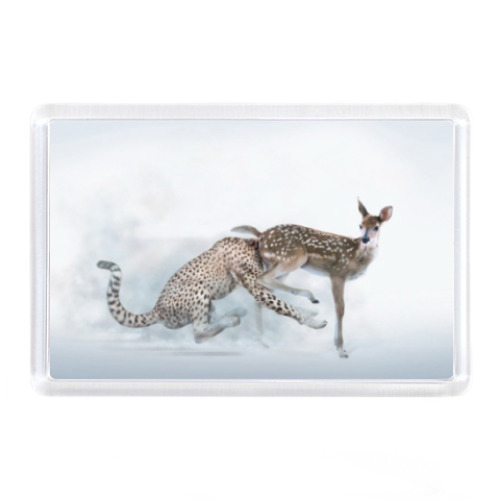 Магнит с принтом Лань и гепард