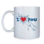 Кружка серебристая I LOVE YOU