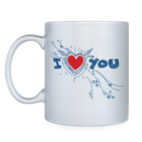 Кружка с принтом I LOVE YOU