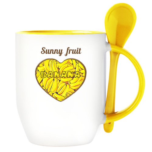 Кружка с ложкой   Sunny fruit