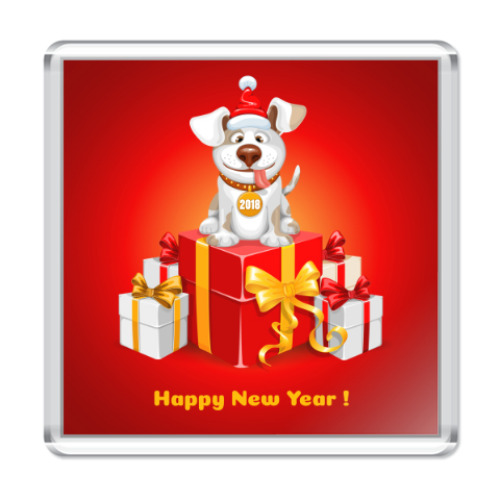Магнит Новогодний символ 2018 года собака