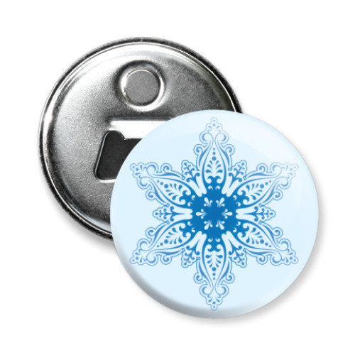 Магнит-открывашка с принтом   Снежинка