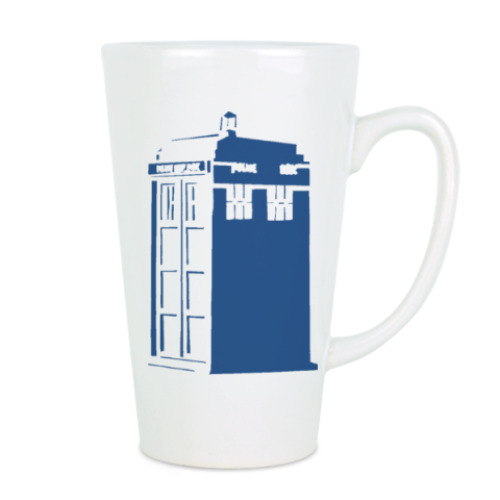 Чашка Латте с принтом Тардис Доктор Кто