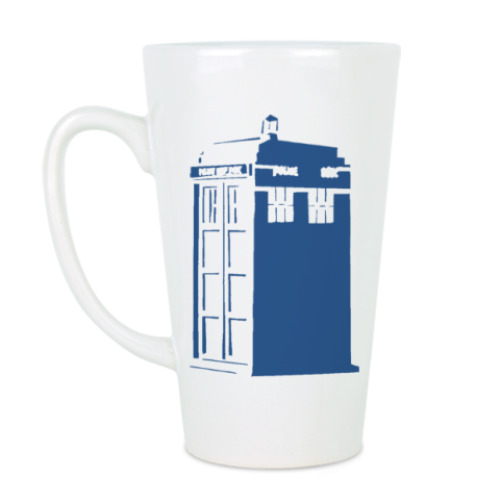 Чашка Латте с принтом Тардис Доктор Кто