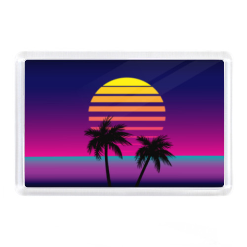 Магнит с принтом Закат в Майями