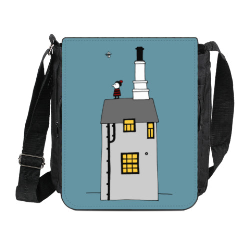 Сумка на плечо (мини-планшет) с принтом Корнуольский домик