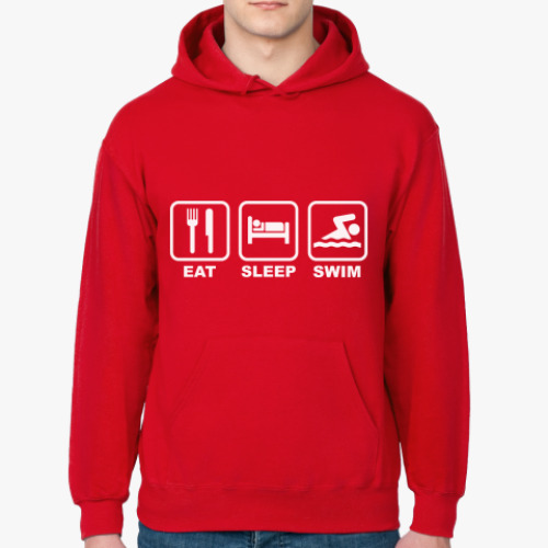 Толстовка худи с принтом Eat Sleep Swim