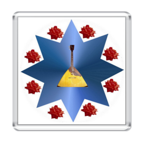 Магнит с принтом  'Розы и балалайка'