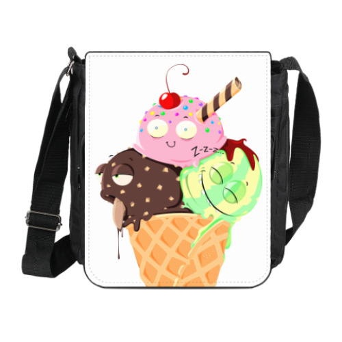 Сумка на плечо (мини-планшет) с принтом Рожок Морожок