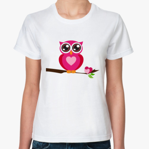 Классическая футболка с принтом Сова