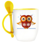 Кружка с ложкой Зимняя сова
