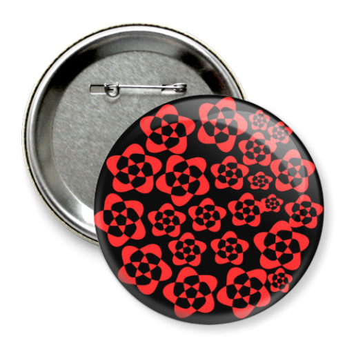 Значок 75мм с принтом 'Цветочная поляна'