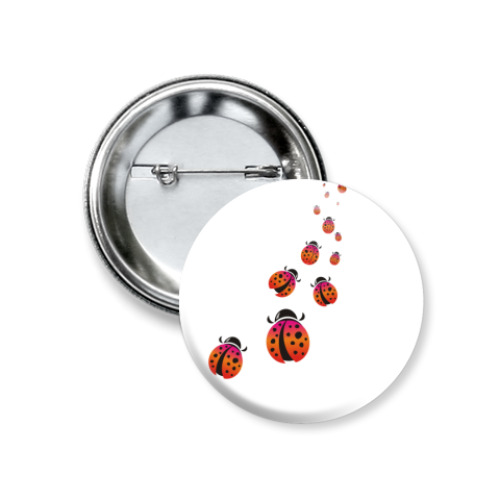 Значок 37мм с принтом Божьи коровки