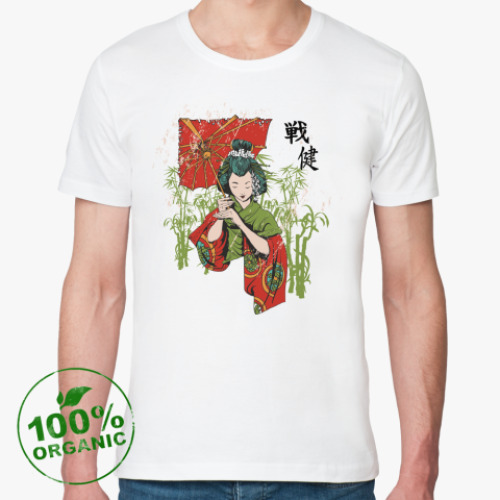 Футболка из органик-хлопка с принтом Гейша