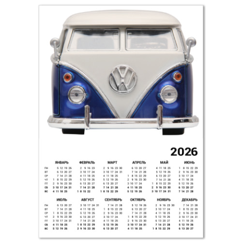 Календарь с принтом Volkswagen Bus