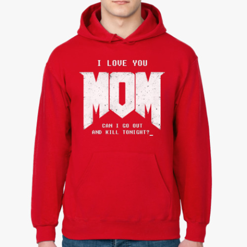 Толстовка худи с принтом I Love You MOM! в стиле DOOM
