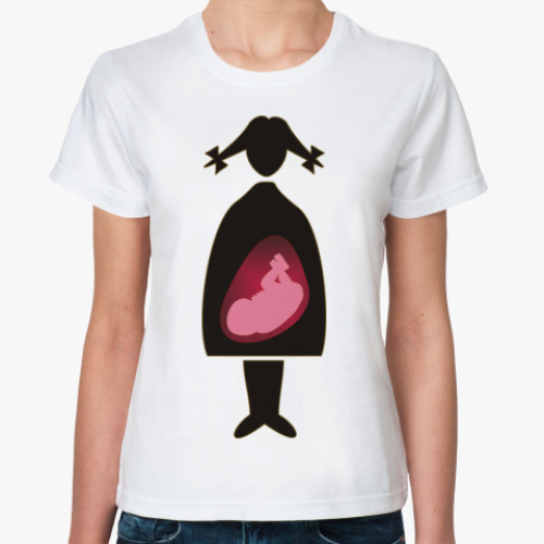 Классическая футболка с принтом Я беременна